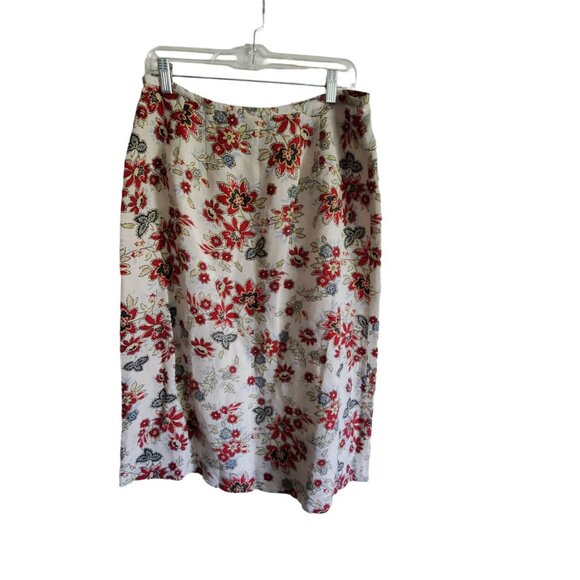 Emma James Floral Linen Rayon Blend Button Up the Front Skirt Size 12 - Picture 2 of 14